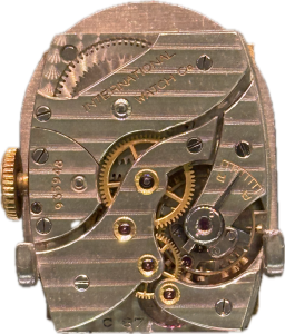IWC Calibre 87 rectangular Art Deco wristwatch movement from 1935